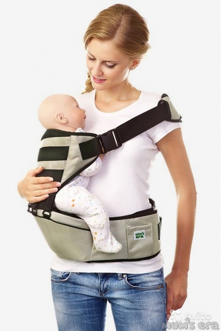 Хипсит со спинкой Mums Era, олива/черный