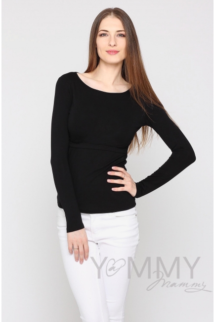 Лонгслив для беременных и кормящих, черный