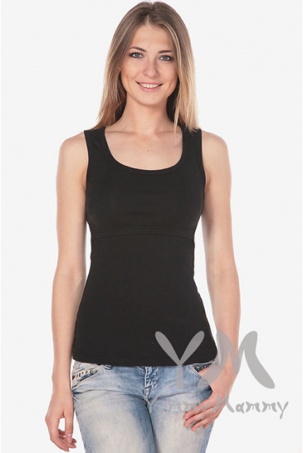 Майка для кормящих и беременных, черная (рибана)