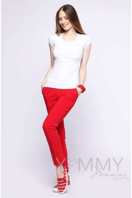 Брюки для родивших и беременных со стрелками, красные