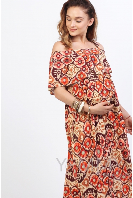 Платье-сарафан на лямках песочное для беременных