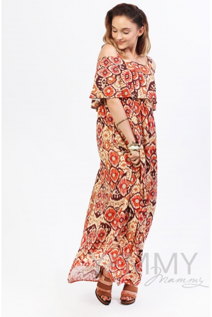 Платье-сарафан на лямках песочное для беременных