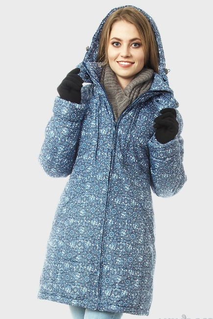 Зимняя слингокуртка Ingrid 3в1, синий орнамент