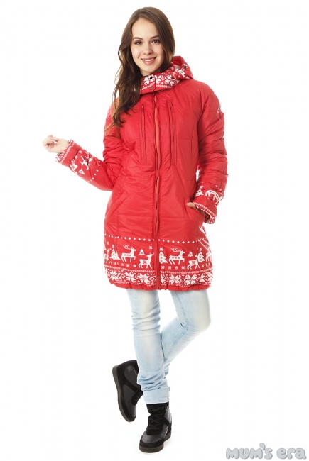 Зимняя слингокуртка Ingrid 3в1, олени коралл