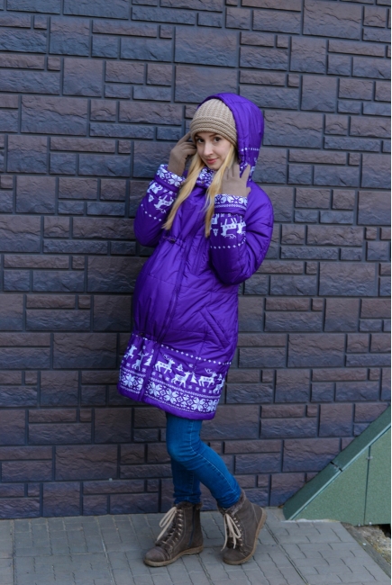 Зимняя слингокуртка Ingrid 3в1, олени фиолет