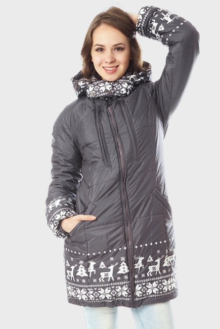 Зимняя слингокуртка Ingrid 3в1, олени графит
