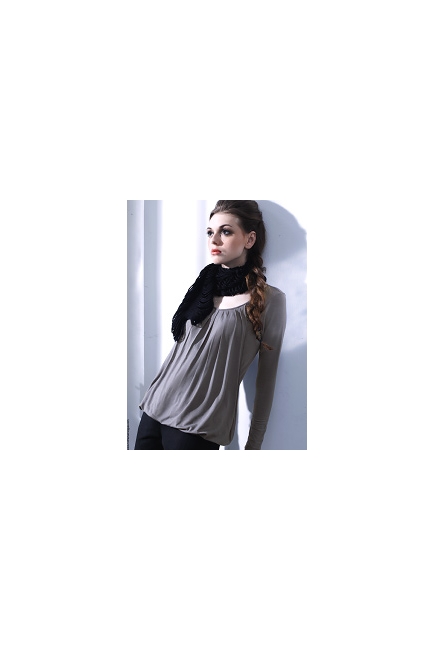 Топ для кормления Mothers en Vogue "Slouchy Pleated LS", цвет оливково-серый