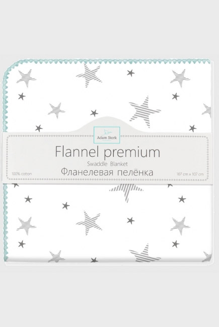Фланелевая пеленка для новорожденных Adam Stork большая, принт Turquoise Stars