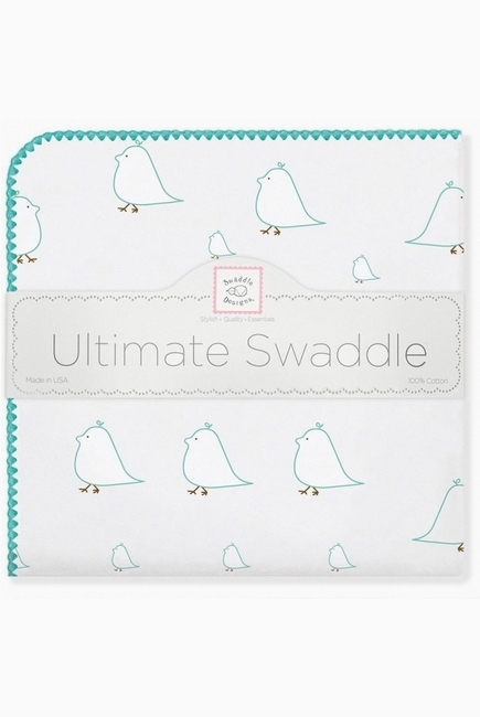 Фланелевая пеленка для новорожденного SwaddleDesigns SeaCrystal Chickies