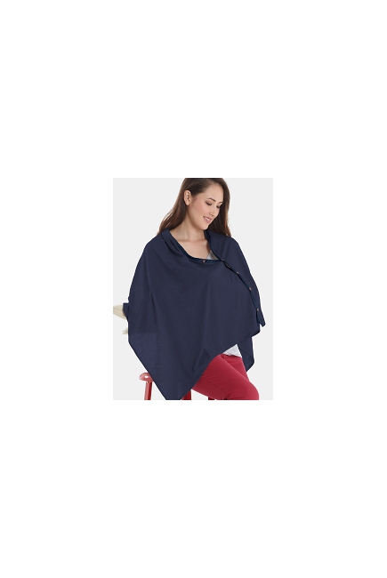 Пончо для кормления Mothers en Vogue из льна, Luxe Linen, синий
