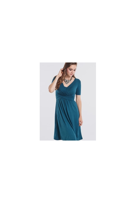 Платье для кормящих Wrap Dress короткий рукав, Dusky Tapestry Blue