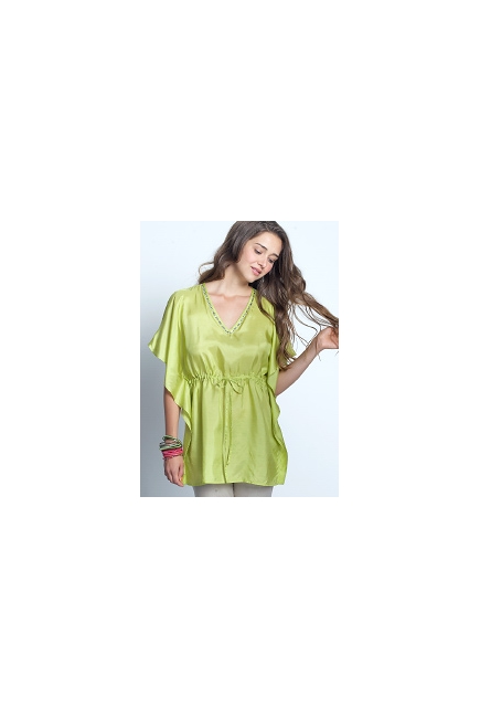 Топ для кормления Mothers en Vogue "Luxe Silk Kaftan", зеленый