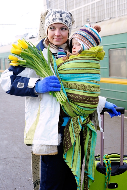 Слинг-шарф Ellevill Zara Tricolor Green со льном