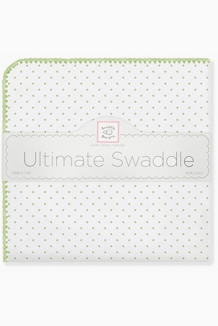Фланелевая пеленка для новорожденного SwaddleDesigns Kiwi Polka Dot