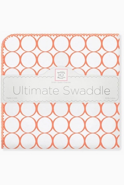 Фланелевая пеленка для новорожденного SwaddleDesigns Orange Mod/WH