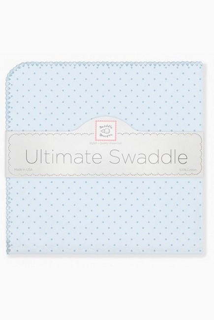 Фланелевая пеленка для новорожденного SwaddleDesigns Blue w/Blue Dot
