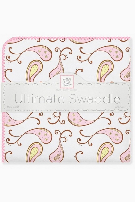 Фланелевая пеленка для новорожденного SwaddleDesigns Pink Paisley