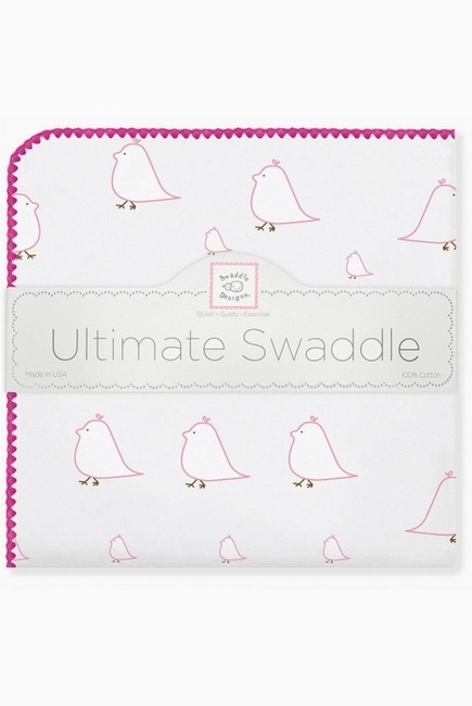 Фланелевая пеленка для новорожденного SwaddleDesigns Pink Chickies