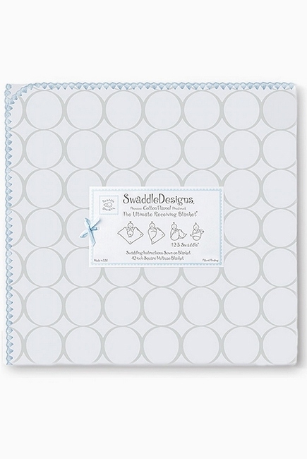 Фланелевая пеленка для новорожденного SwaddleDesigns Пастель круги голубая