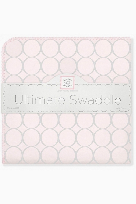 Фланелевая пеленка для новорожденного SwaddleDesigns Пастель круги розовая