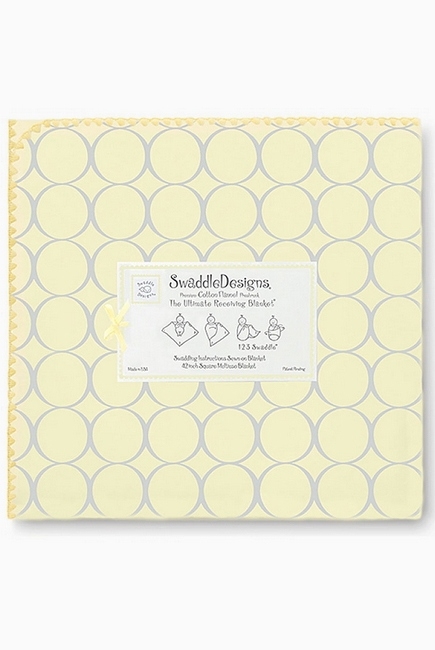 Фланелевая пеленка для новорожденного SwaddleDesigns Пастель круги желтая