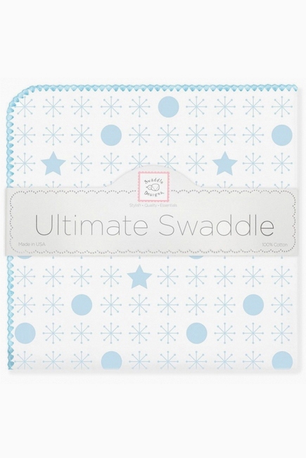 Фланелевая пеленка для новорожденного SwaddleDesigns Ultimate Jax & Stars Blue