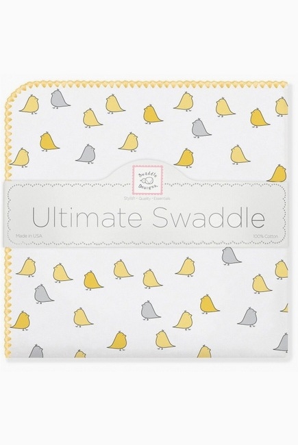 Фланелевая пеленка для новорожденного SwaddleDesigns Птички - желтые