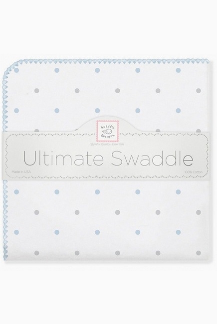 Фланелевая пеленка для новорожденного SwaddleDesigns BL/Sterling Lt Dot