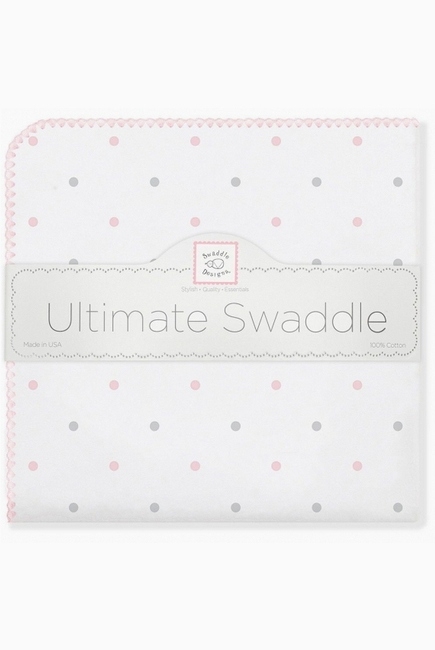 Фланелевая пеленка для новорожденного SwaddleDesigns PK/Sterling Lt Dot