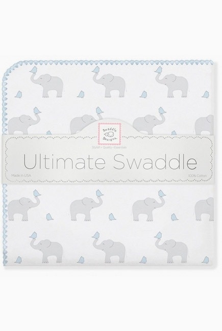 Фланелевая пеленка для новорожденного SwaddleDesigns PB Elephants/Chicks