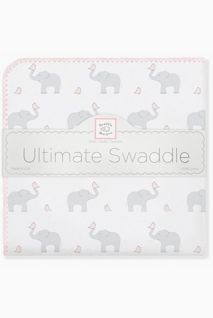 Фланелевая пеленка для новорожденного SwaddleDesigns PP Elephants/Chicks