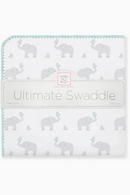 Фланелевая пеленка для новорожденного SwaddleDesigns SC Elephants/Chicks