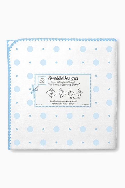 Фланелевая пеленка для новорожденного SwaddleDesigns Blue Big Dot Lt Dot