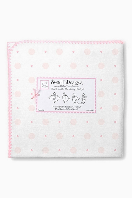 Фланелевая пеленка для новорожденного SwaddleDesigns Ultimate Pink Big Dot Lt Dot
