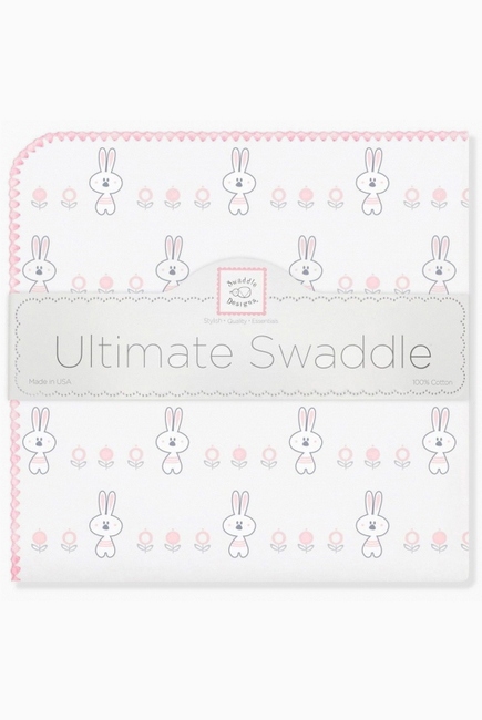 Фланелевая пеленка для новорожденного SwaddleDesigns Ultimate Garden Bunnie Pink