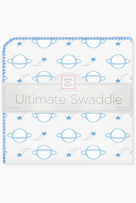 Фланелевая пеленка для новорожденного SwaddleDesigns Ultimate Planets Blue