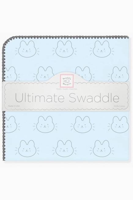 Фланелевая пеленка для новорожденного SwaddleDesigns Ultimate Bonjour Bunnie Pstl Blue