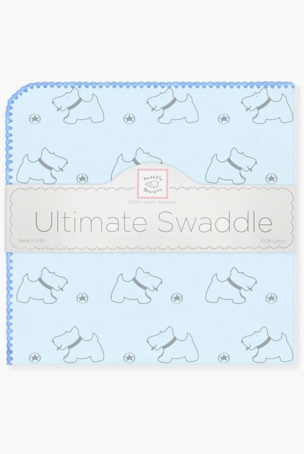 Фланелевая пеленка для новорожденного SwaddleDesigns Ultimate Gray Doggie Blue