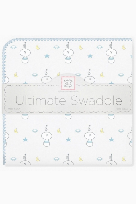 Фланелевая пеленка для новорожденного SwaddleDesigns Ultimate Space Friend Blue