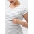 Футболка для беременных и кормящих, белая в серую полоску меланж