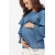 Блуза для беременных и кормящих джинс с воланами на рукавах, синий