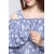 Блуза для беременных и кормящих с воланом, голубая с цветочным принтом